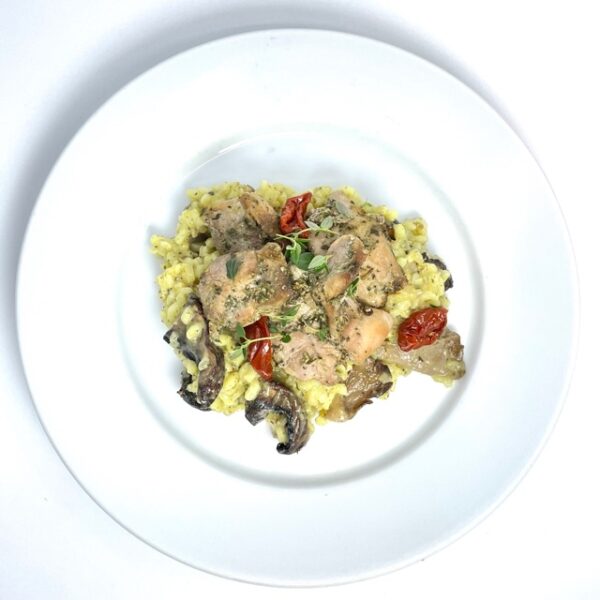 Skogssvampsrisotto med örtkyckling 1 port